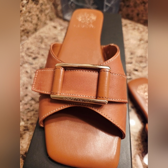 Brown Leather Slide Sandals - Picture 3 of 5